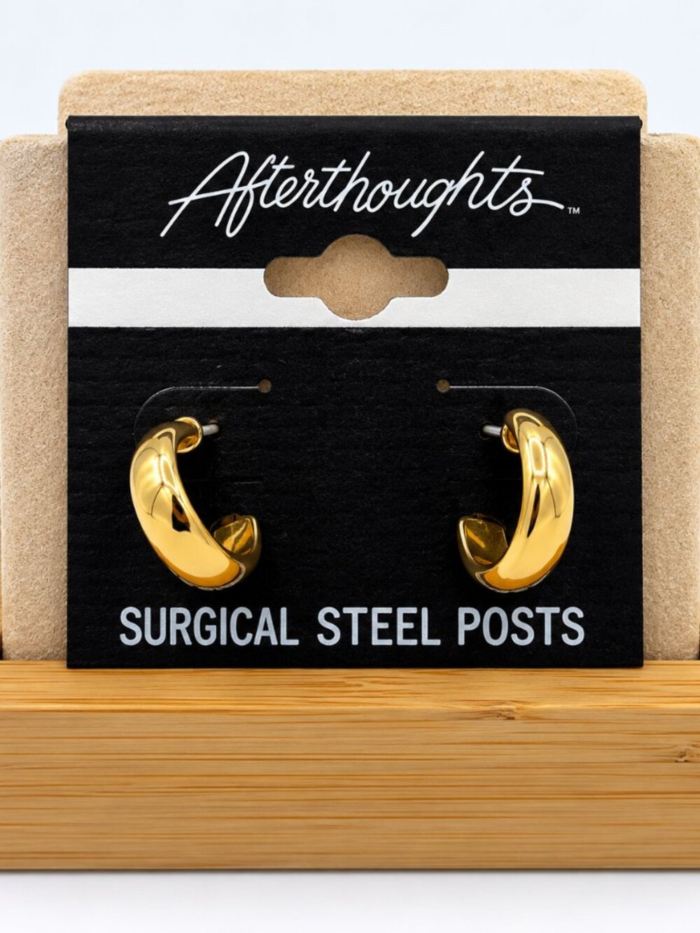 Afterthoughts NWT Gold Tone Half Hoop Earrings Surgical Steel Posts